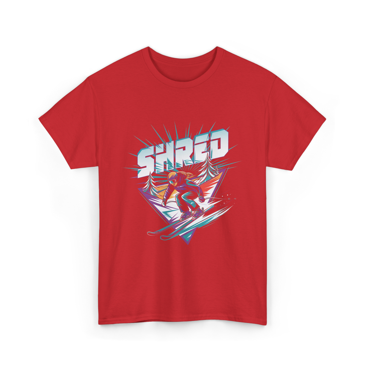 Shred Skiing Snowboard Freestyle T-Shirt - Red
