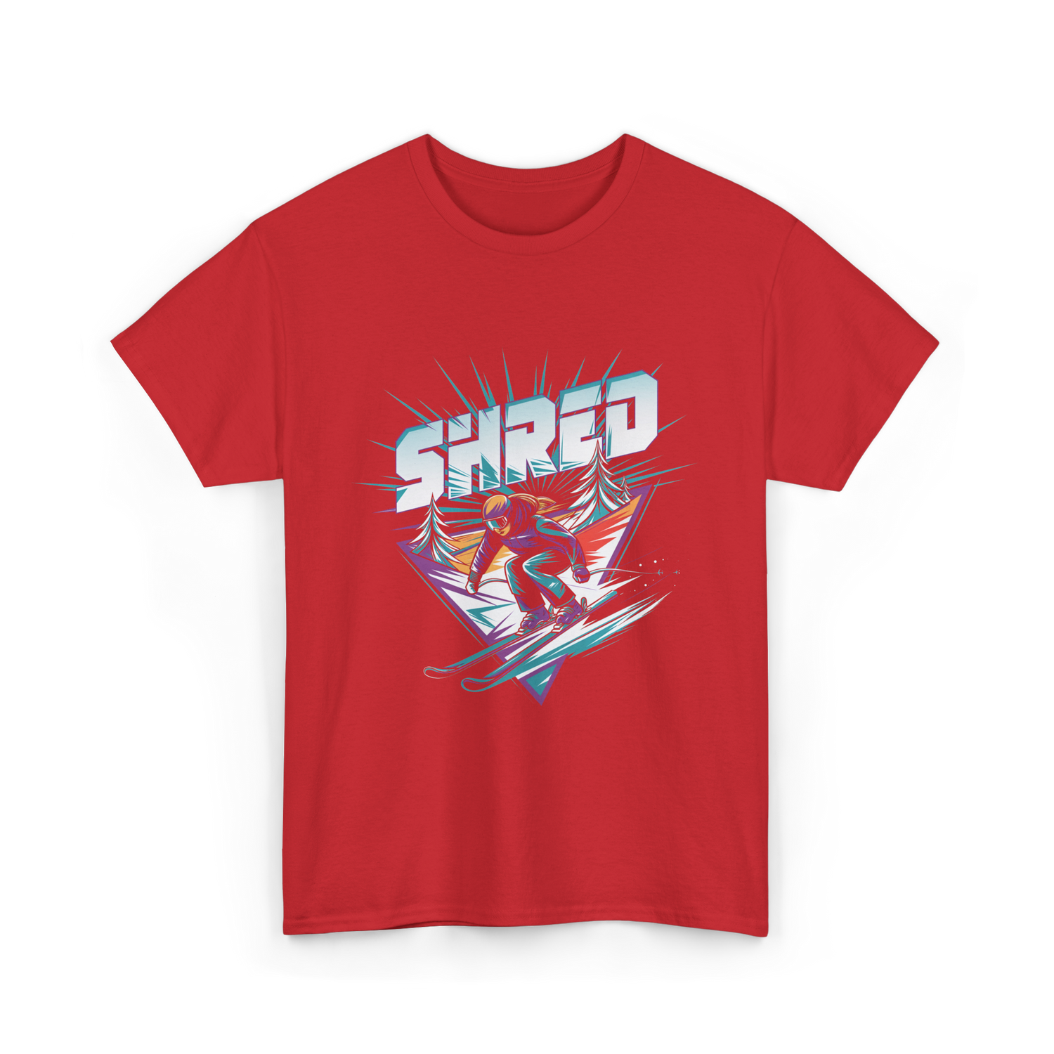 Shred Skiing Snowboard Freestyle T-Shirt - Red
