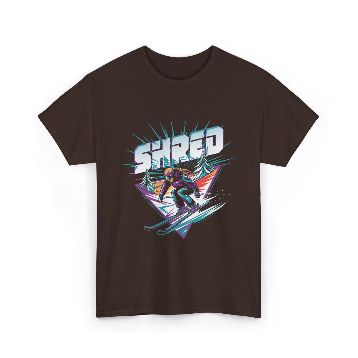Shred Skiing Snowboard Freestyle T-Shirt - Dark Chocolate