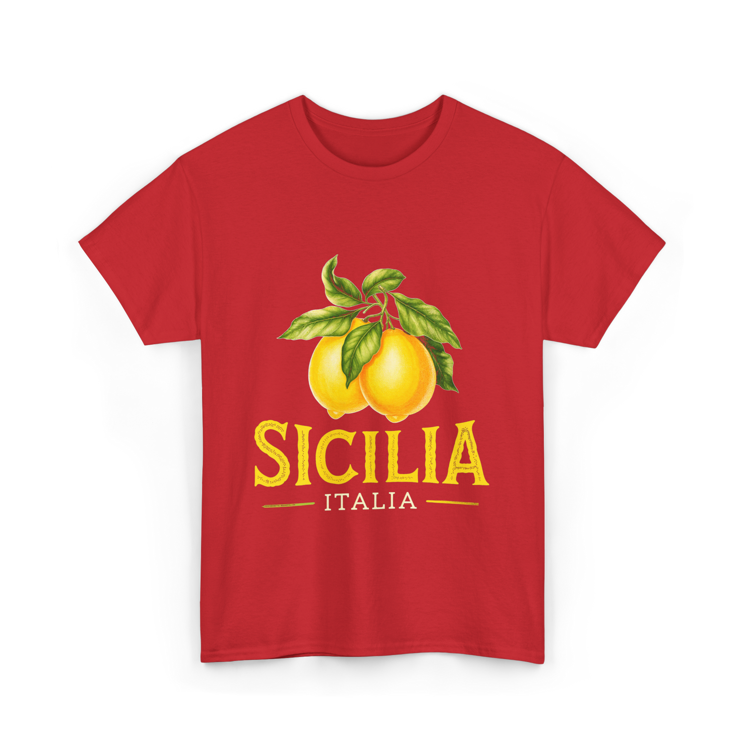 Sicilia Italia Lemons Sicilian T-Shirt - Red