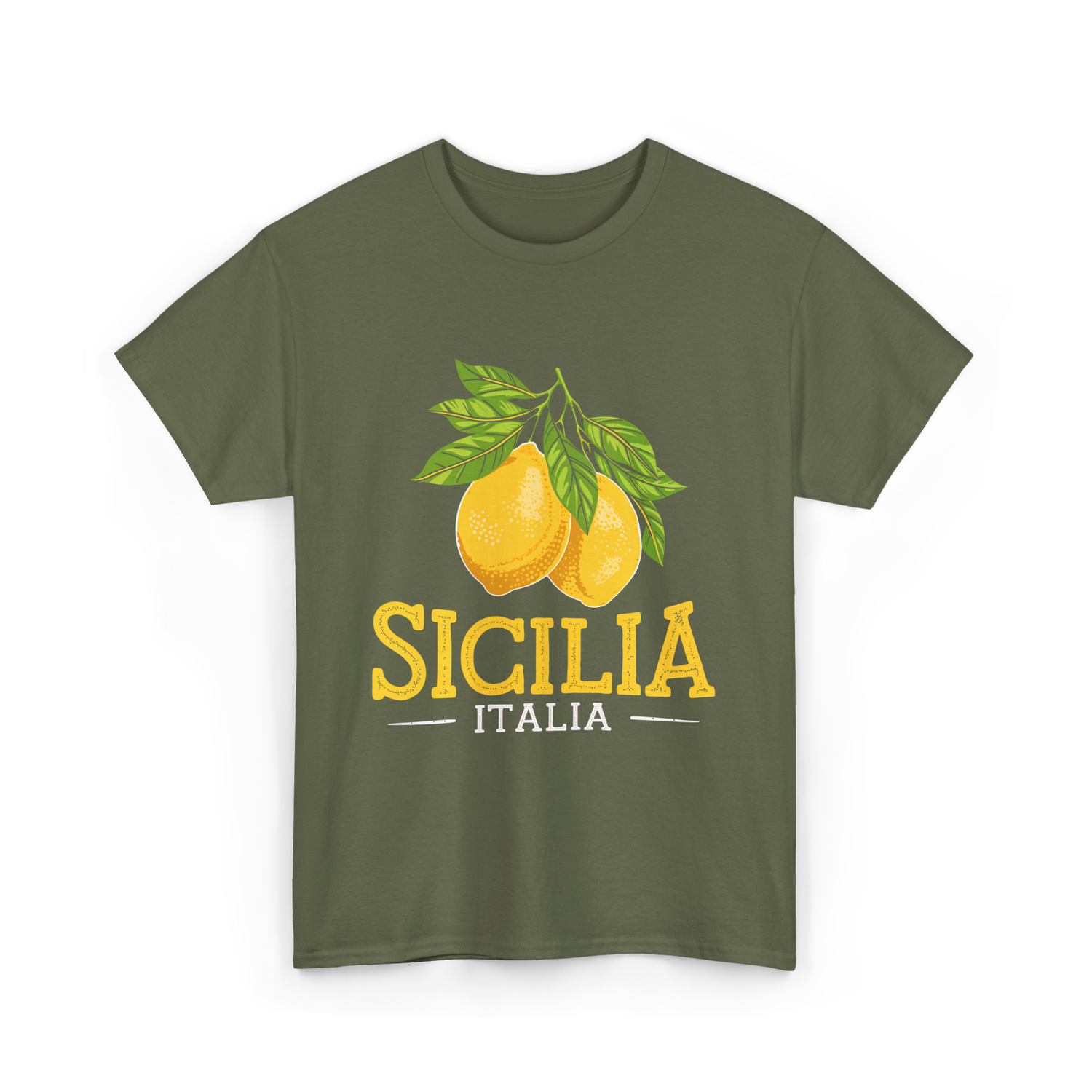 Sicilia Italia Sicilian Lemons T-Shirt - Military Green