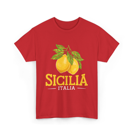 Sicilia Italia Sicilian Lemons T-Shirt - Red