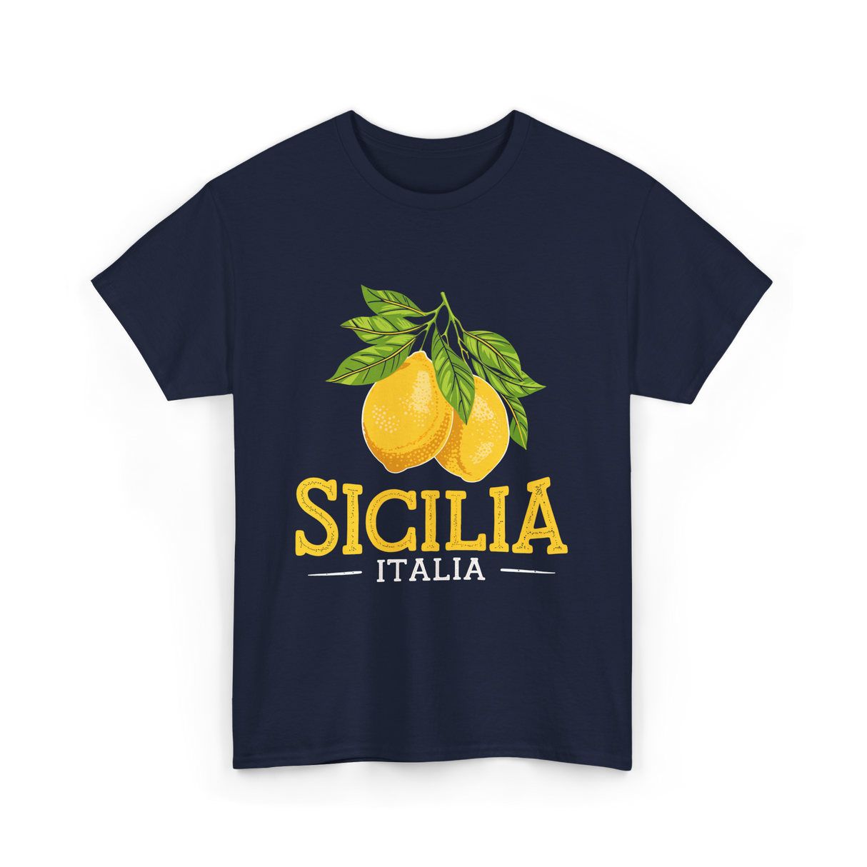 Sicilia Italia Sicilian Lemons T-Shirt - Navy