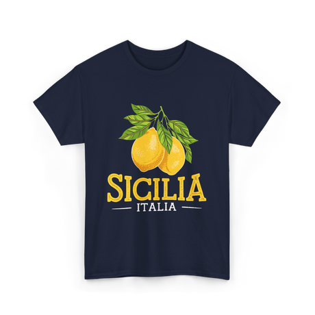 Sicilia Italia Sicilian Lemons T-Shirt - Navy