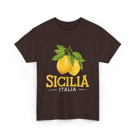 Sicilia Italia Sicilian Lemons T-Shirt - Dark Chocolate
