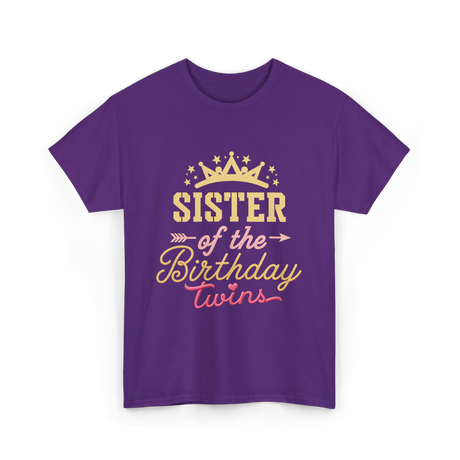 Sister of the Birthday Twins Celebration T-Shirt - Purple