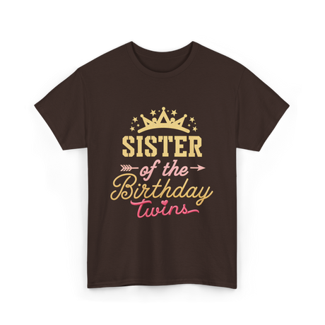 Sister of the Birthday Twins Celebration T-Shirt - Dark Chocolate