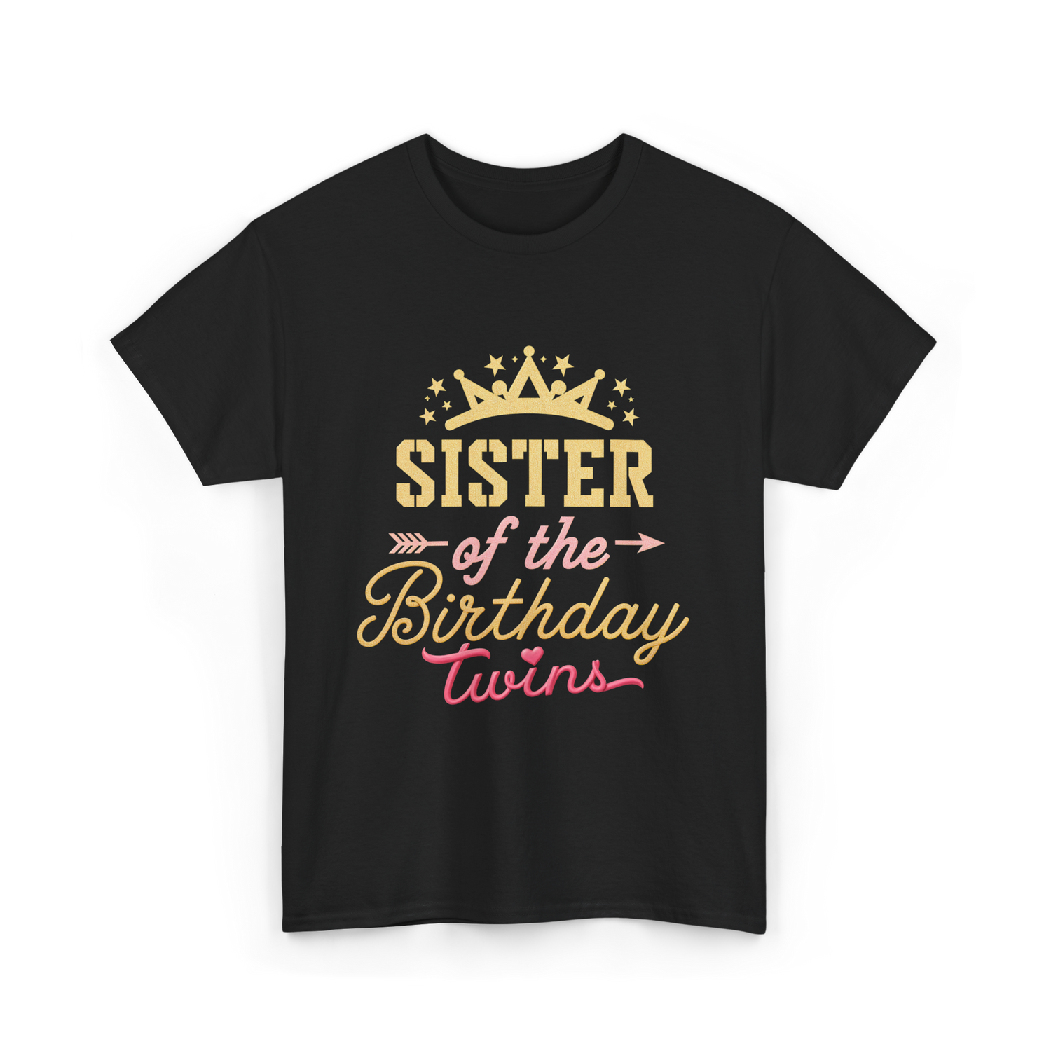 Sister of the Birthday Twins Celebration T-Shirt - Black
