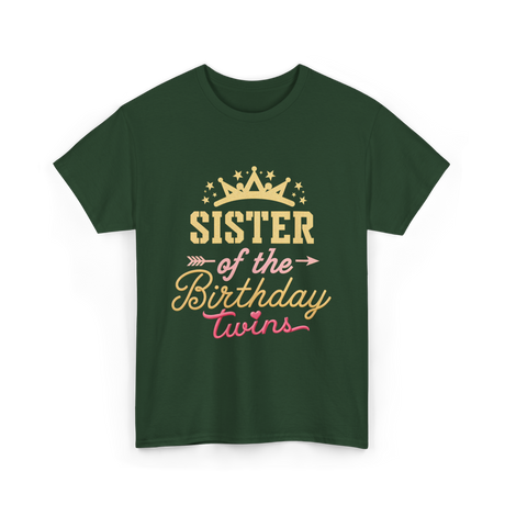 Sister of the Birthday Twins Celebration T-Shirt - Forest Green