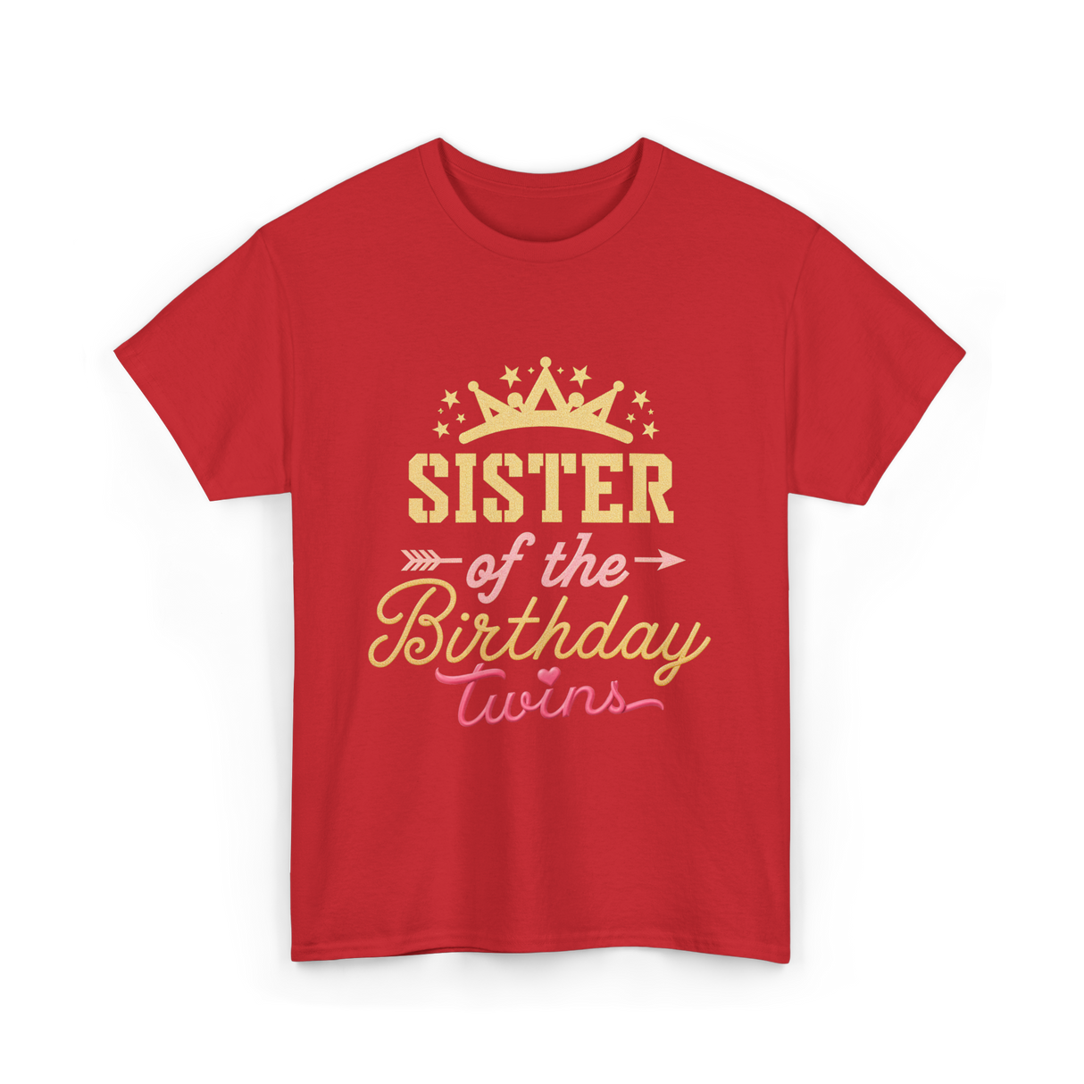 Sister of the Birthday Twins Celebration T-Shirt - Red