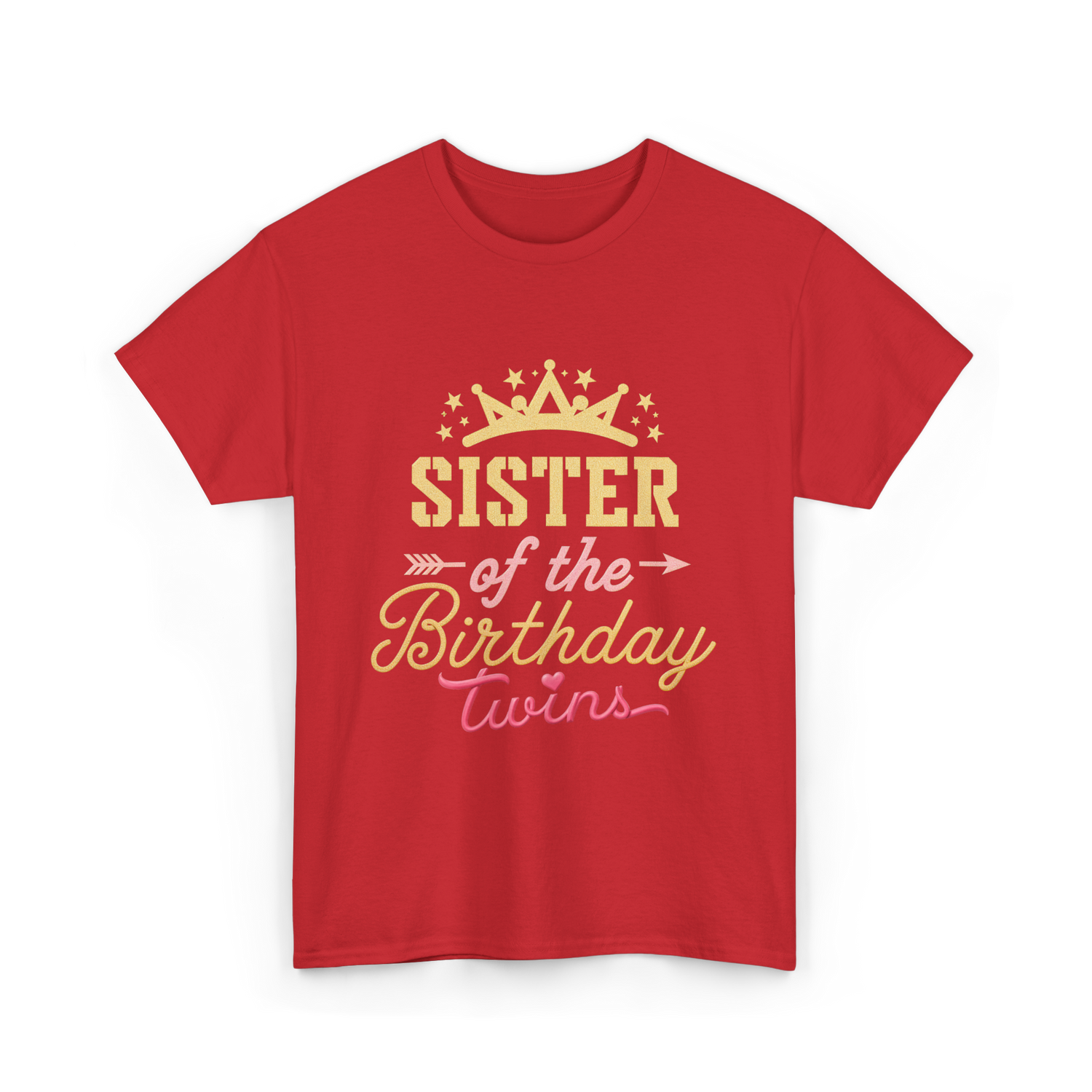 Sister of the Birthday Twins Celebration T-Shirt - Red