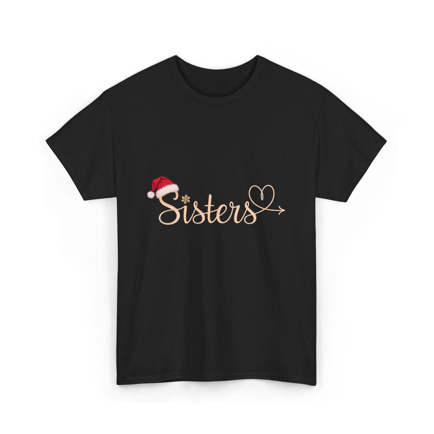 Sisters Heart Christmas Sisters T-Shirt - Black