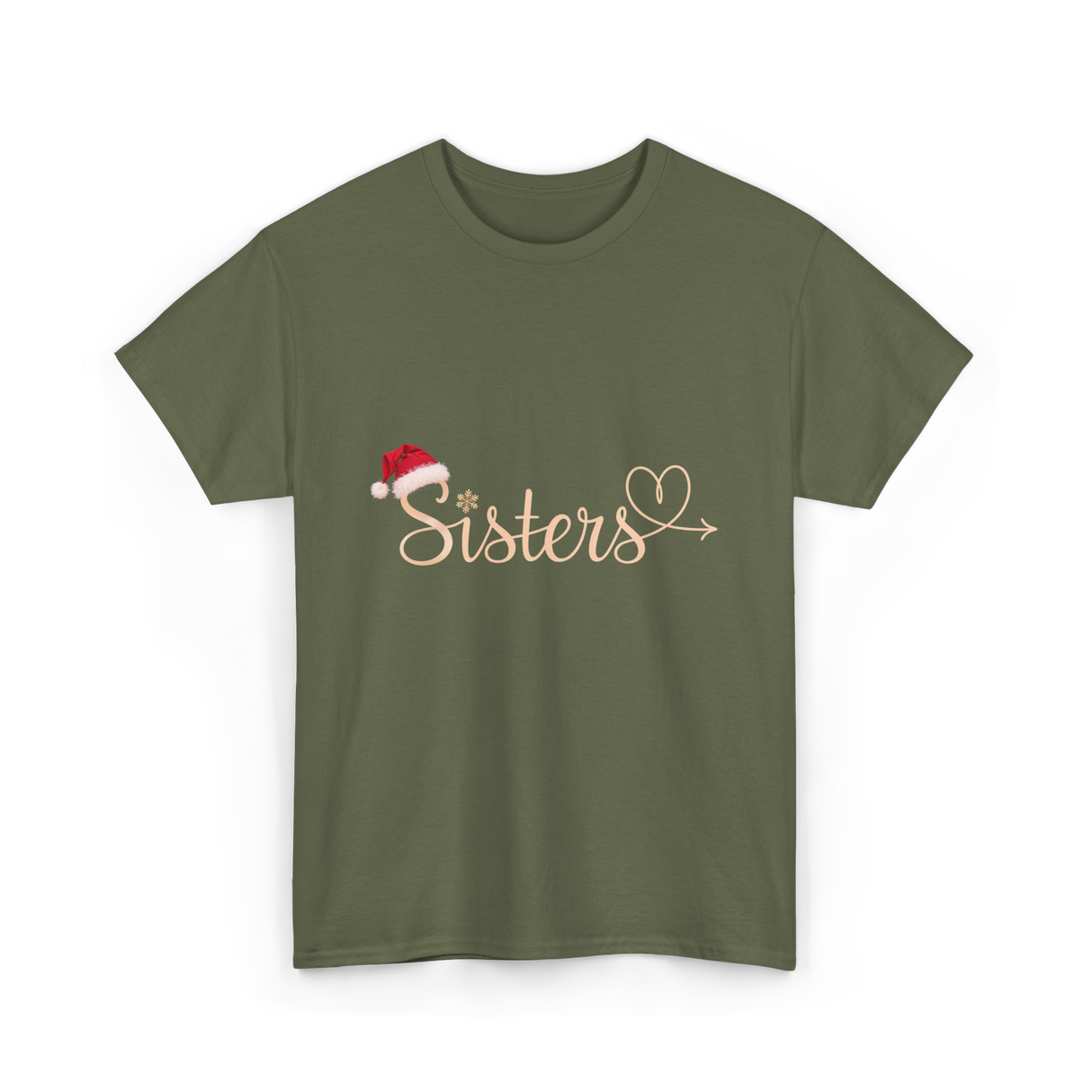 Sisters Heart Christmas Sisters T-Shirt - Military Green