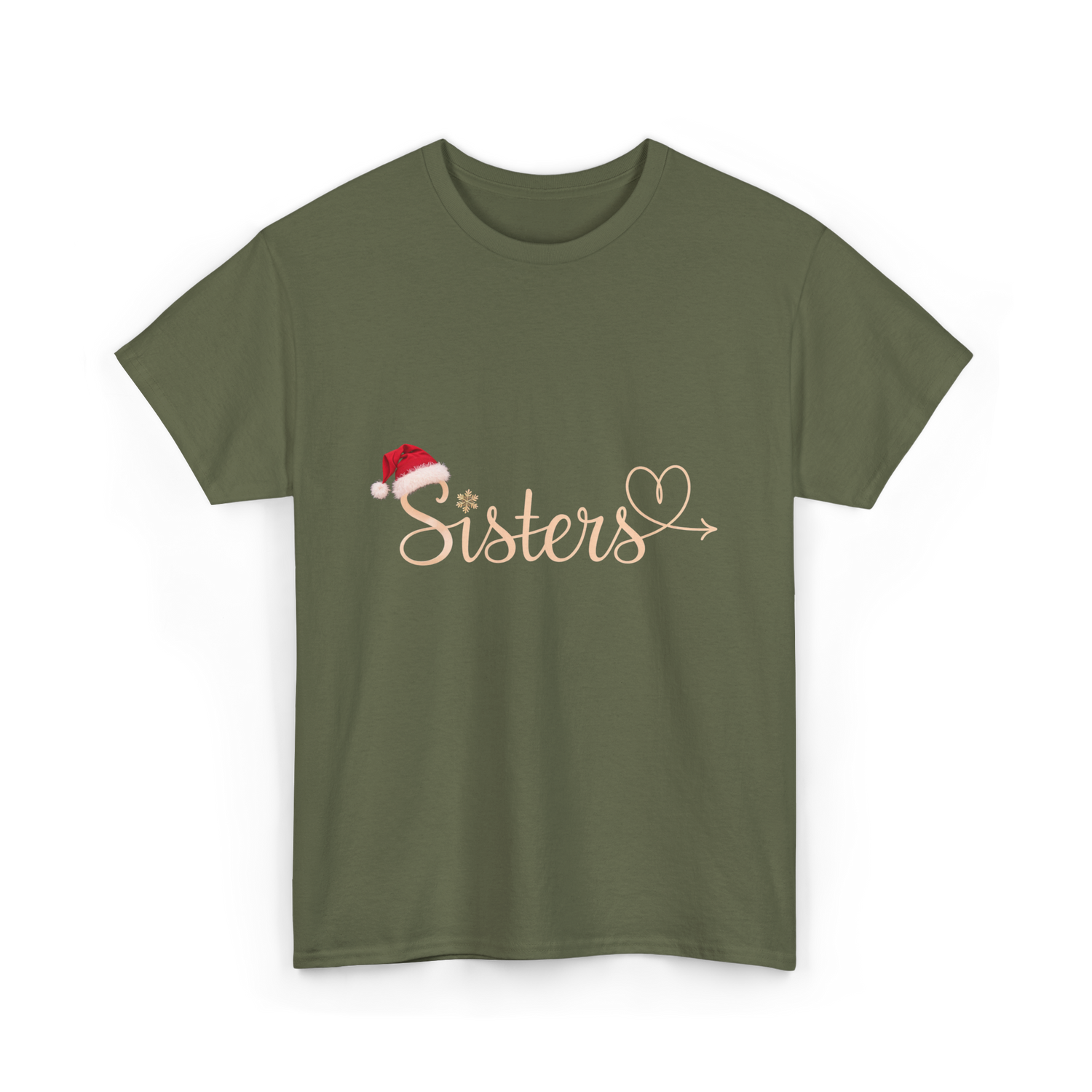 Sisters Heart Christmas Sisters T-Shirt - Military Green