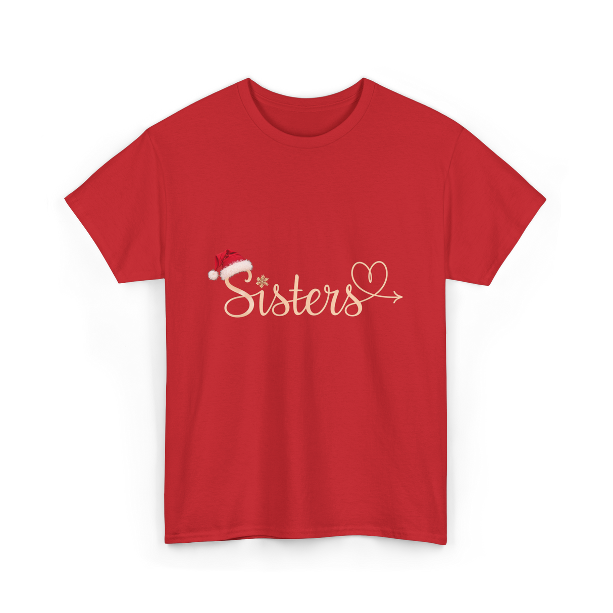 Sisters Heart Christmas Sisters T-Shirt - Red
