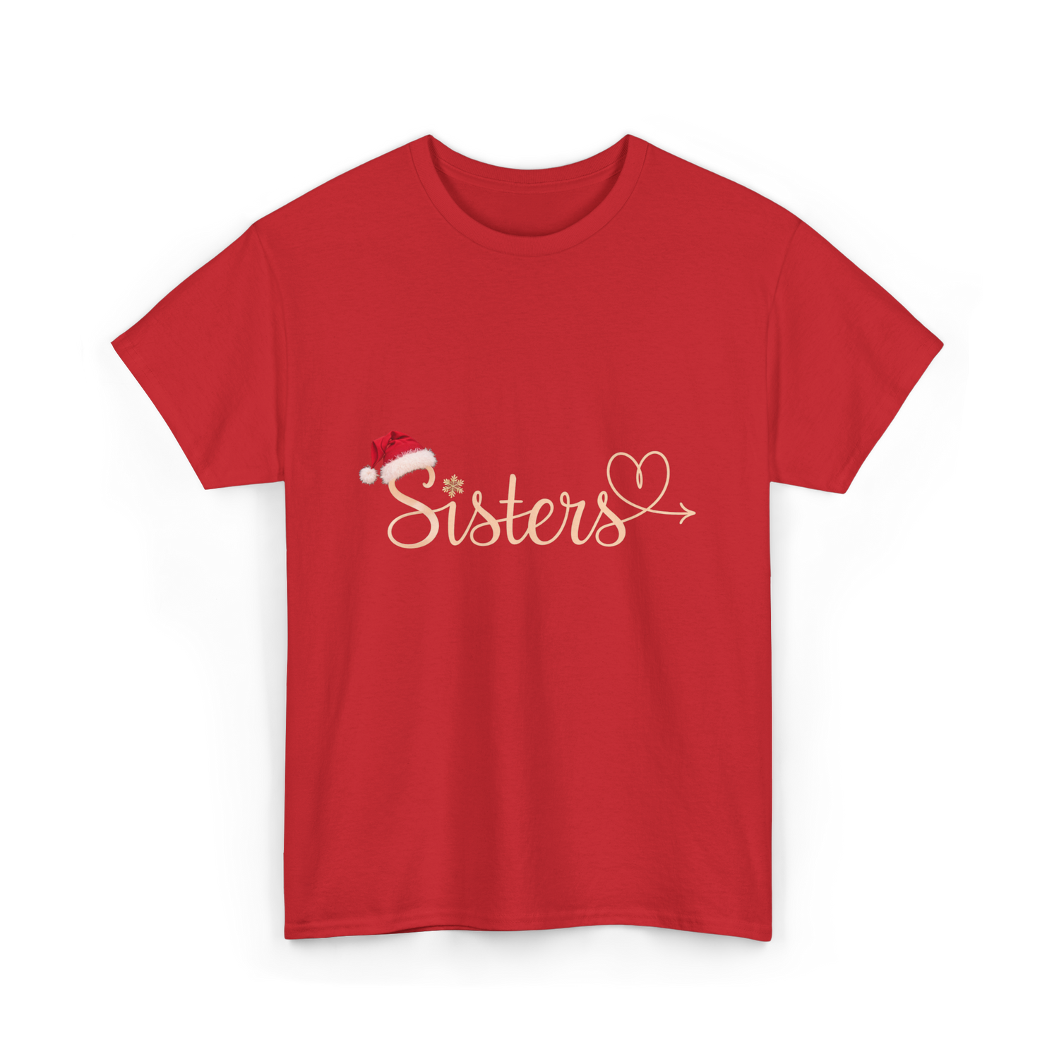 Sisters Heart Christmas Sisters T-Shirt - Red