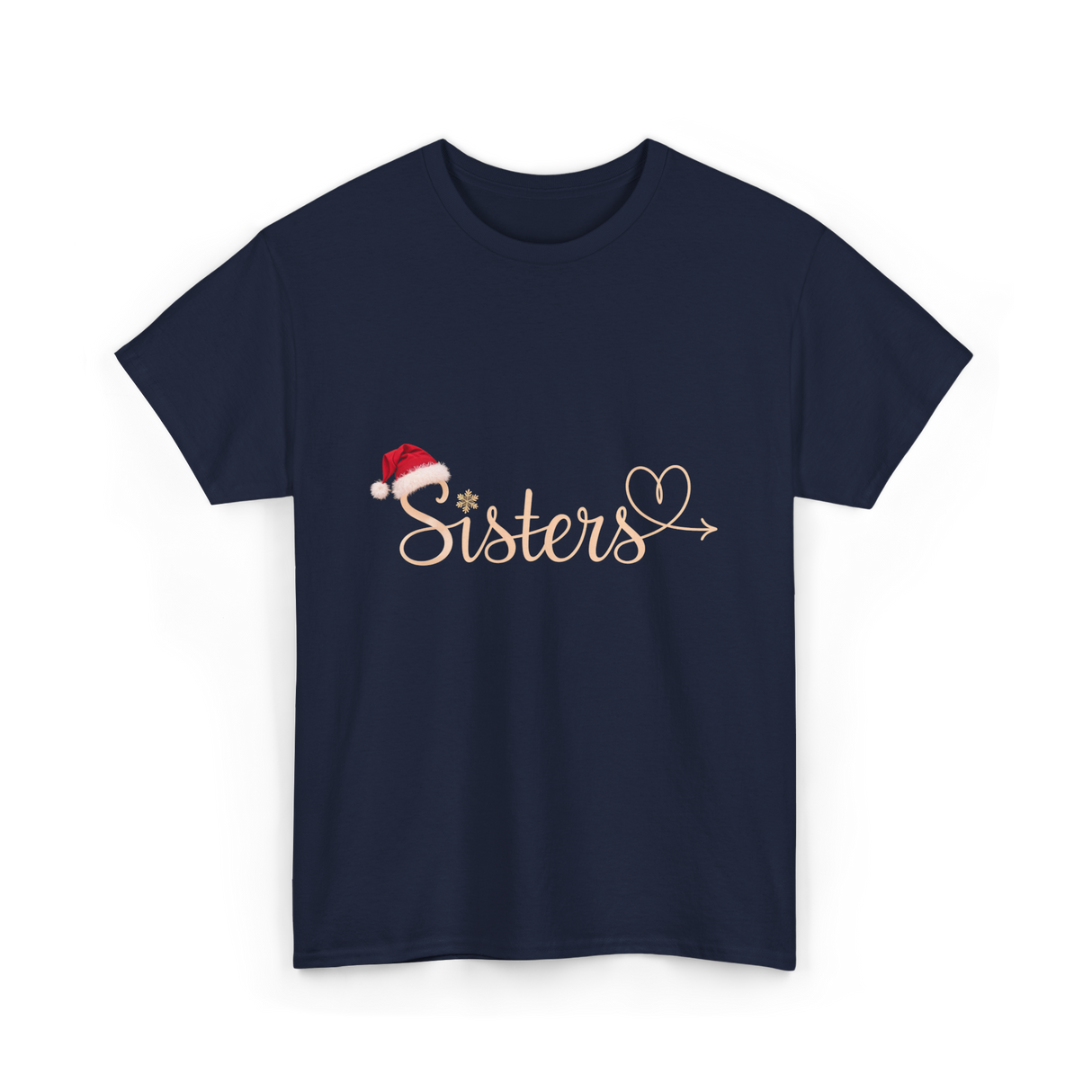 Sisters Heart Christmas Sisters T-Shirt - Navy