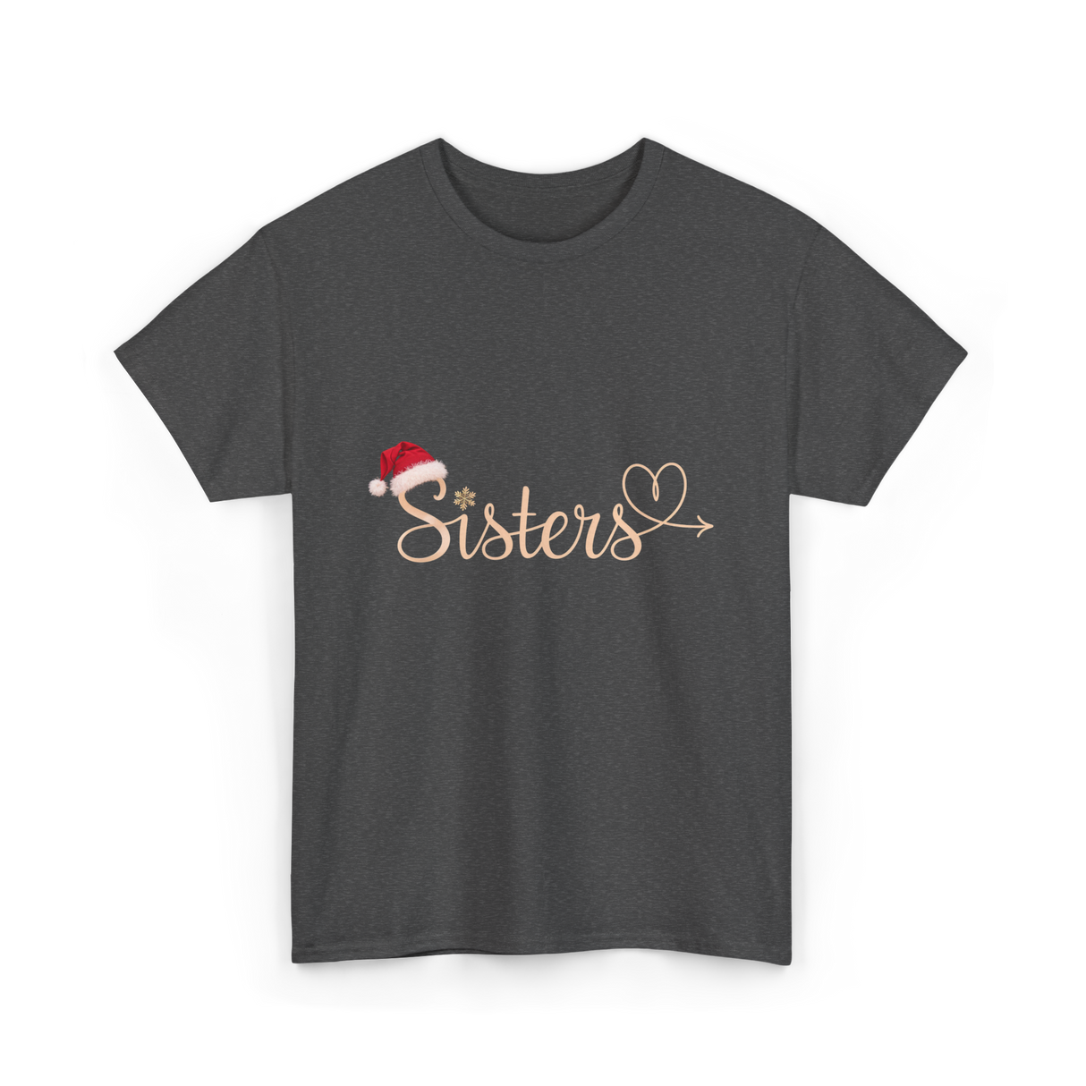 Sisters Heart Christmas Sisters T-Shirt - Dark Heather