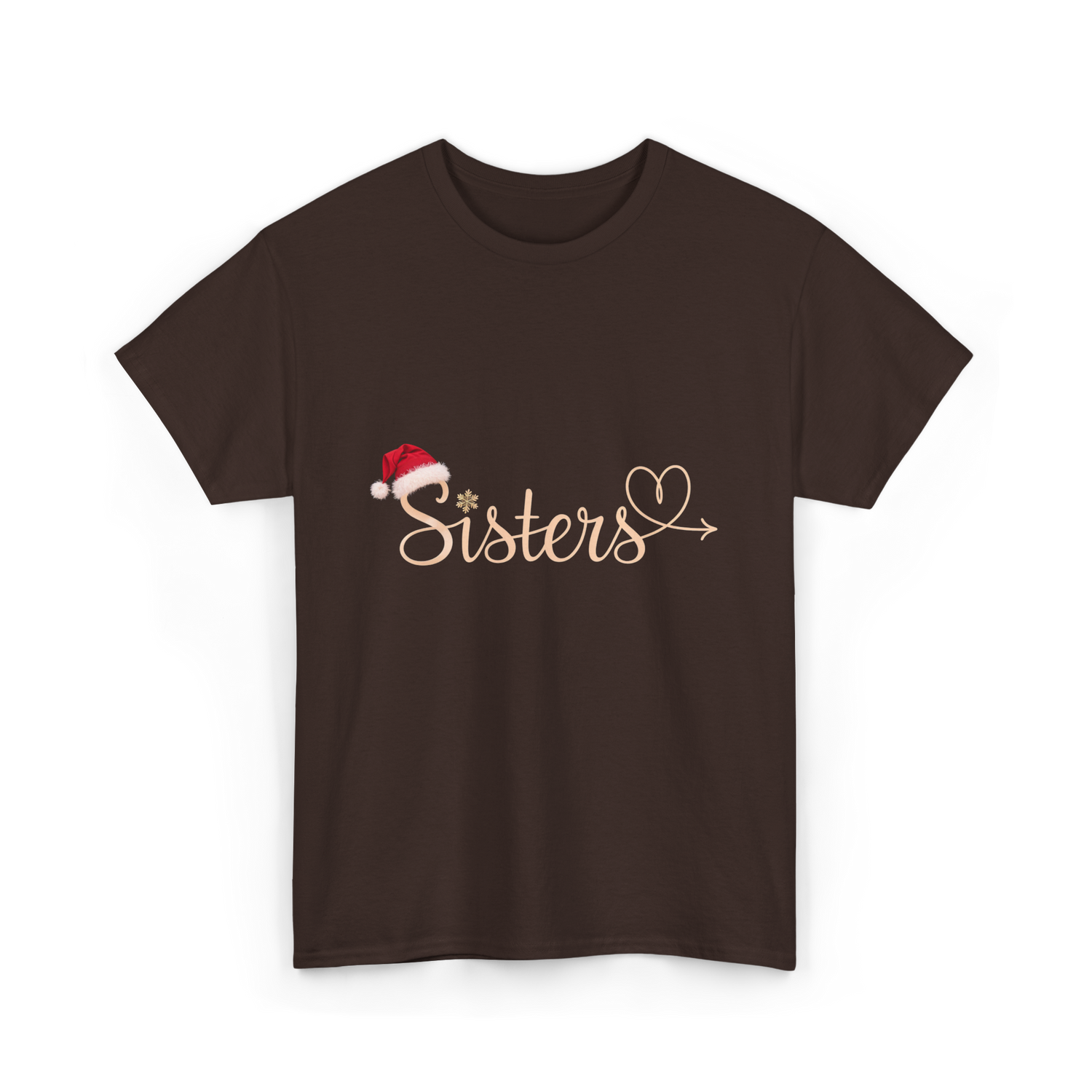Sisters Heart Christmas Sisters T-Shirt - Dark Chocolate