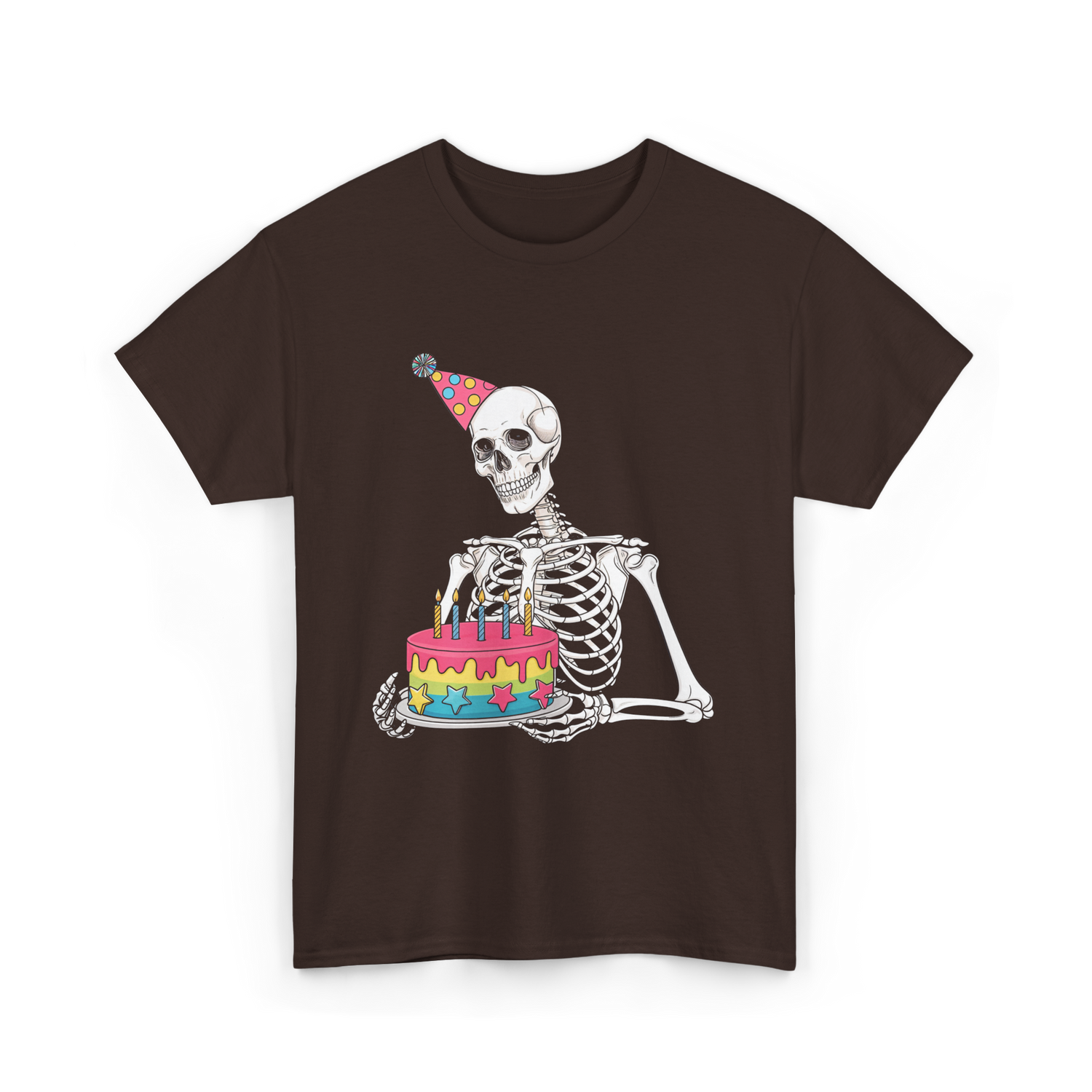 Skeleton Birthday Party Birthday T-Shirt - Dark Chocolate