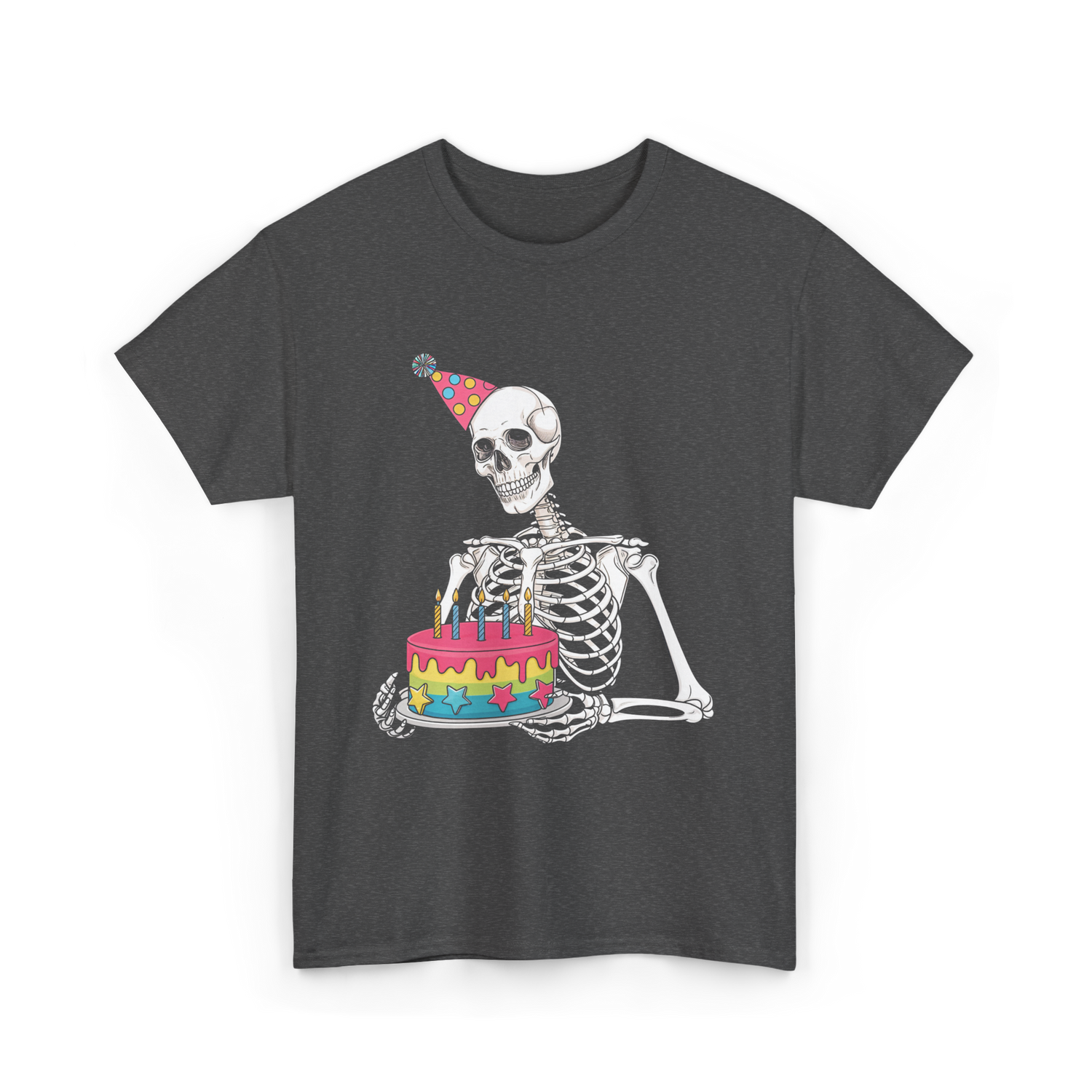 Skeleton Birthday Party Birthday T-Shirt - Dark Heather