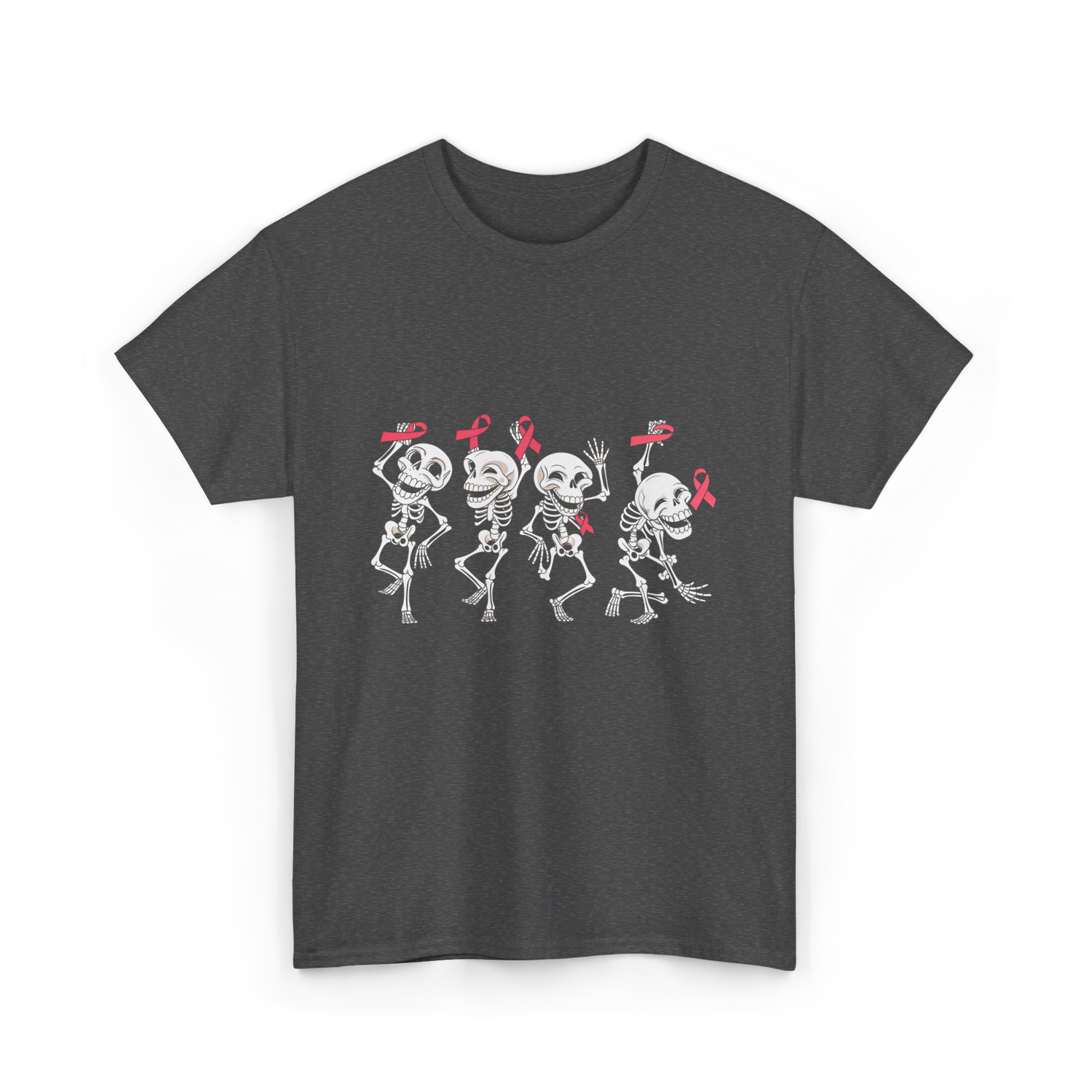 Skeleton Breast Cancer Awareness T-Shirt - Dark Heather