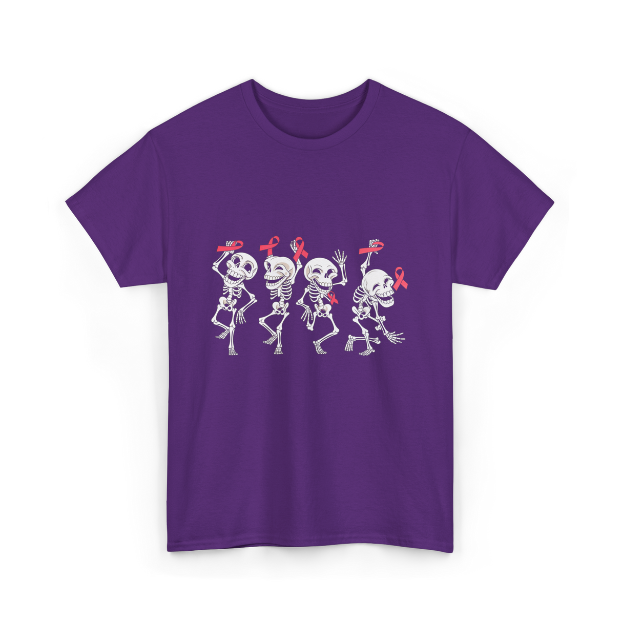 Skeleton Breast Cancer Awareness T-Shirt - Purple