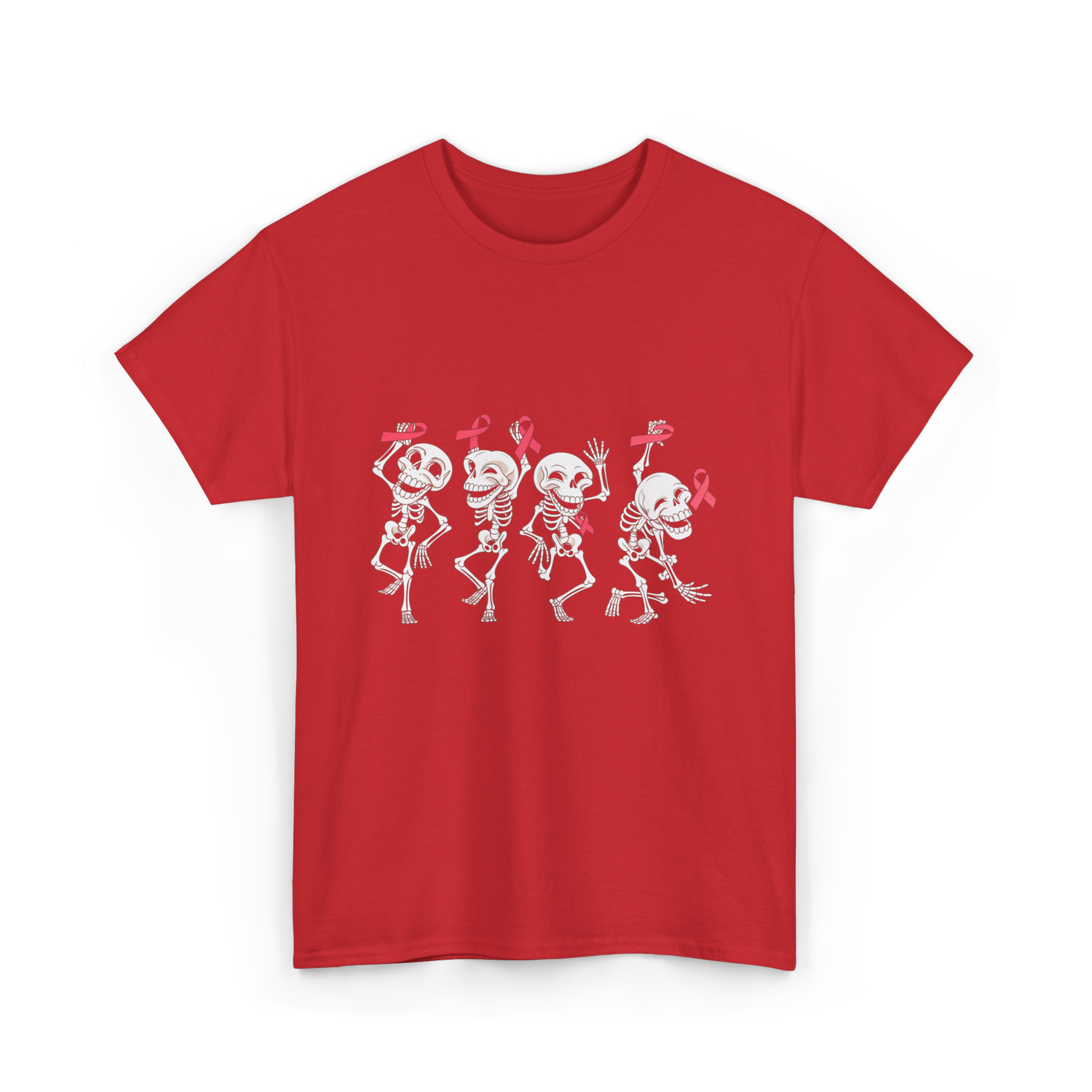 Skeleton Breast Cancer Awareness T-Shirt - Red