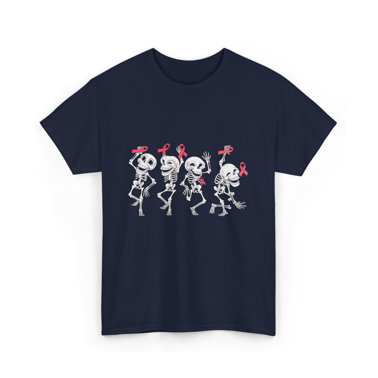 Skeleton Breast Cancer Awareness T-Shirt - Navy