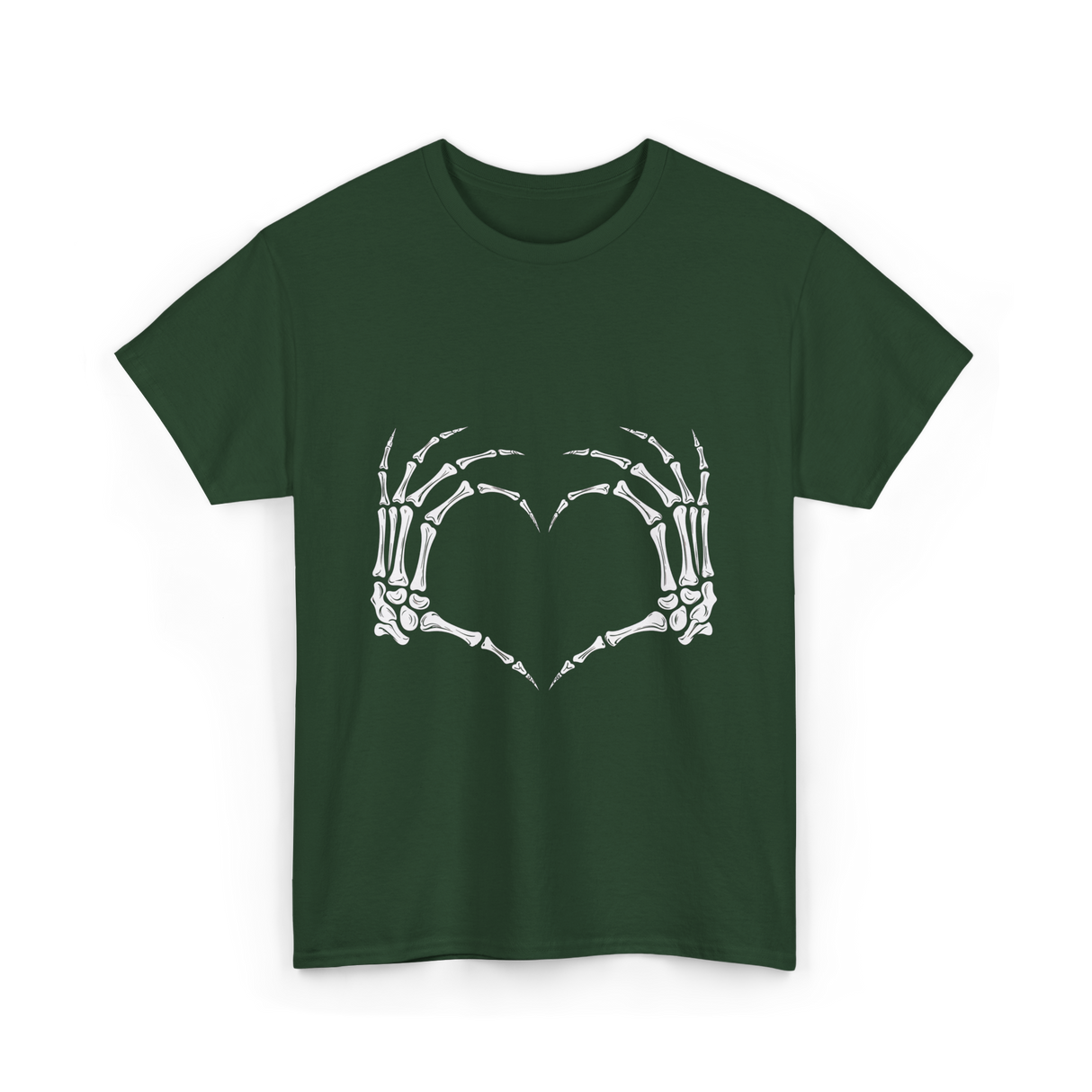Skeleton Hands Heart Bones T-Shirt - Forest Green
