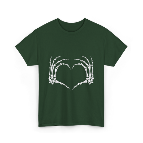 Skeleton Hands Heart Bones T-Shirt - Forest Green