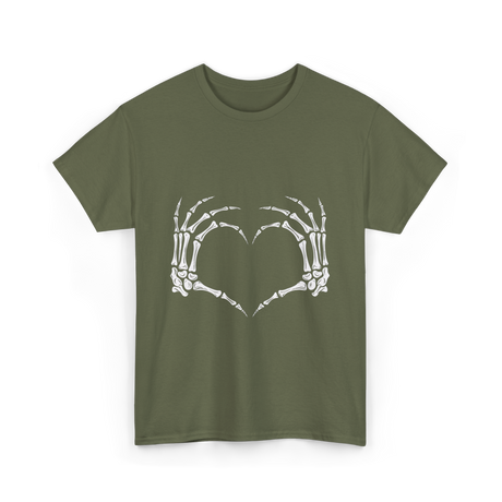 Skeleton Hands Heart Bones T-Shirt - Military Green
