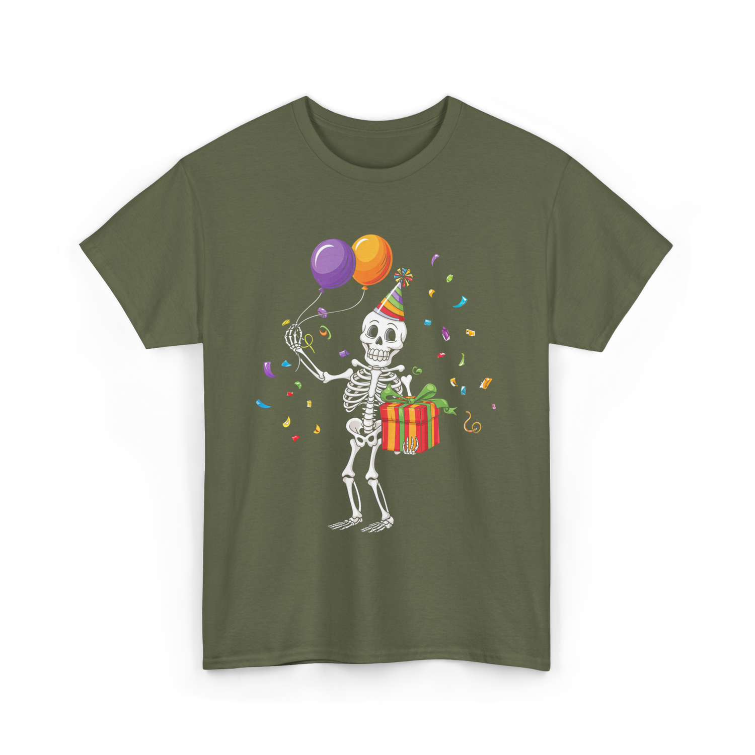 Skeleton Party Halloween T-Shirt - Military Green