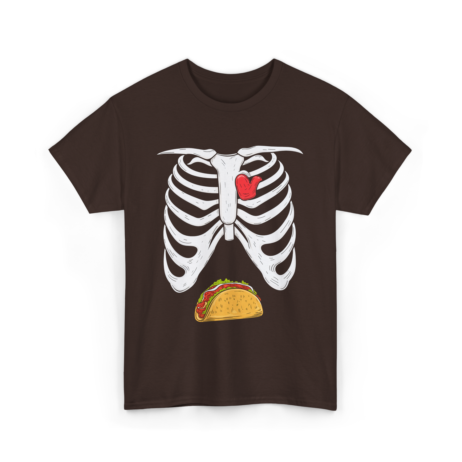 Skeleton Taco Belly Taco T-Shirt - Dark Chocolate