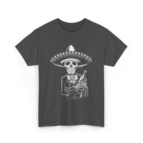Skeleton Tequila Mexico Dia De Los Muertos T-Shirt - Dark Heather