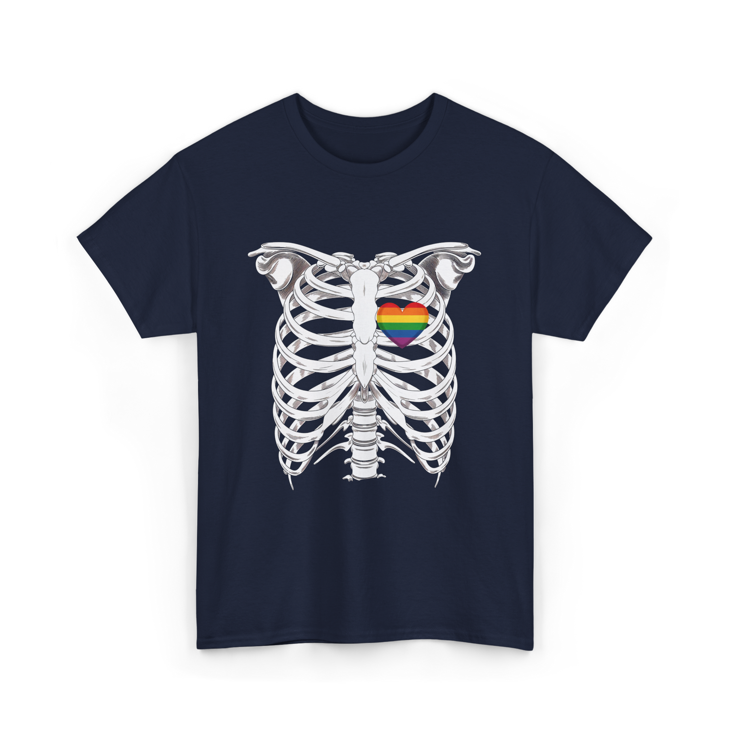 Skeleton Xray Heart LGBTQ T-Shirt - Navy