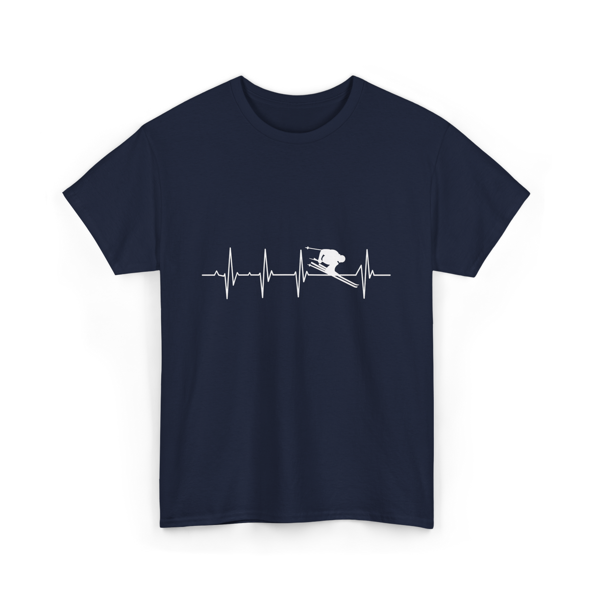 Ski Heartbeat Skiing Sport T-Shirt - Navy