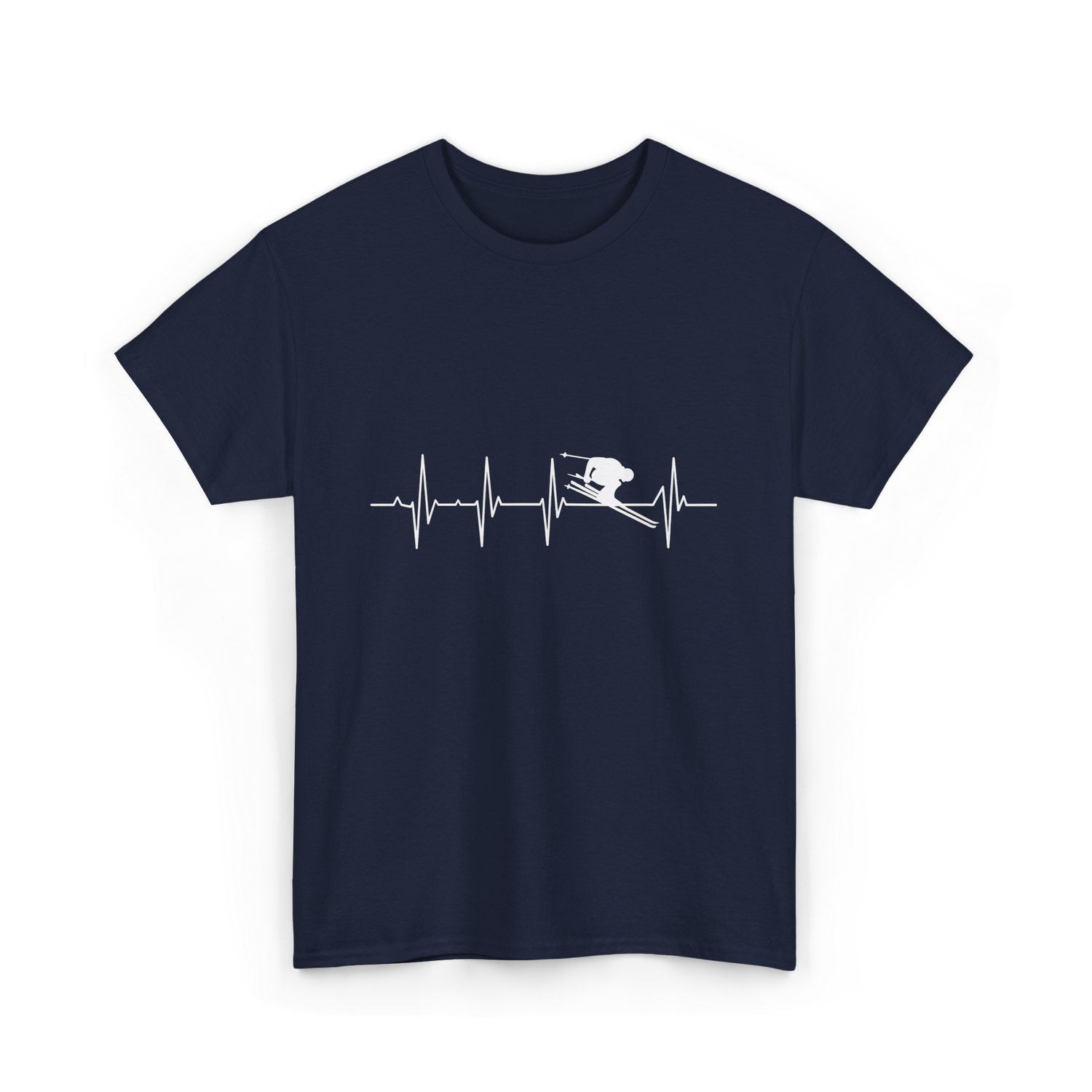 Ski Heartbeat Skiing Sport T-Shirt - Navy