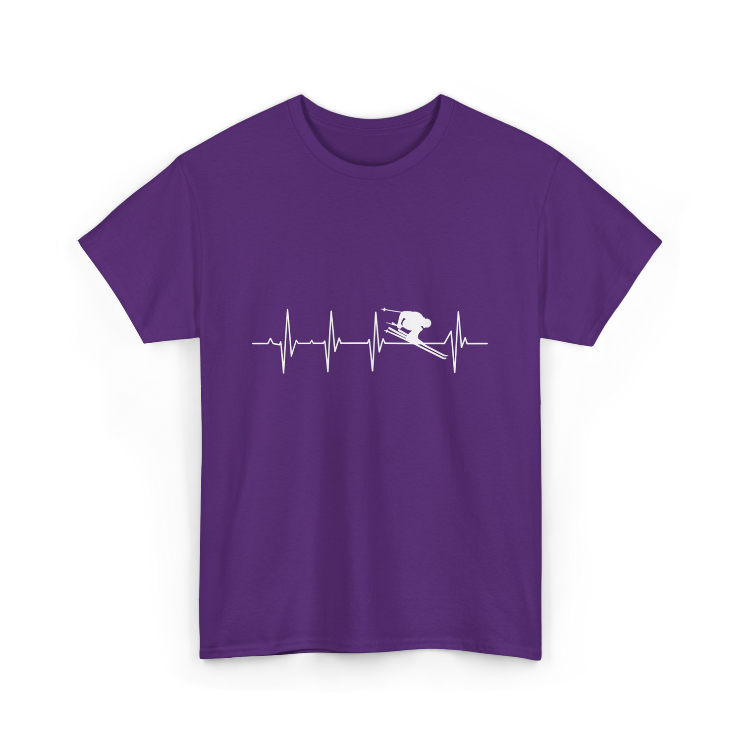 Ski Heartbeat Skiing Sport T-Shirt - Purple