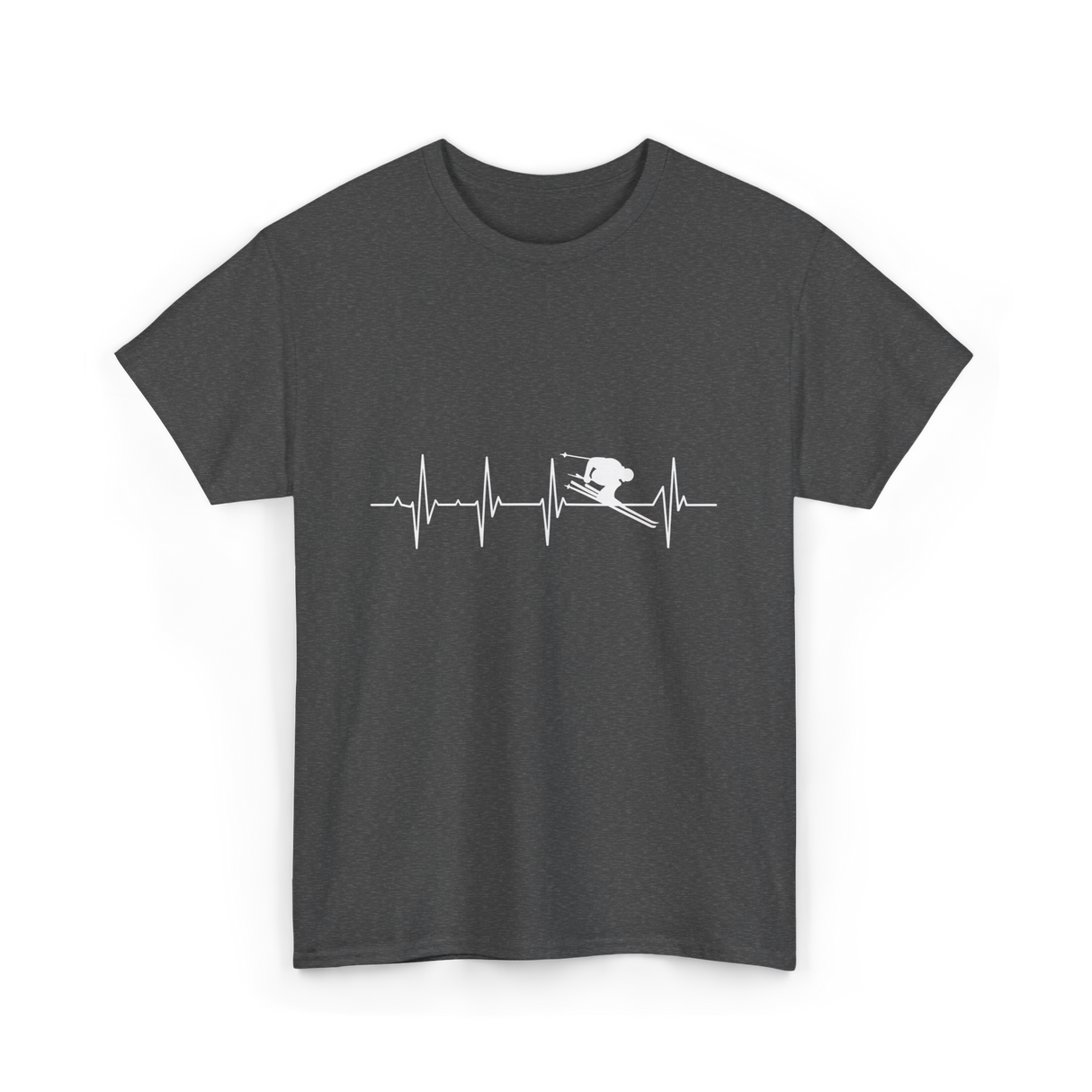 Ski Heartbeat Skiing Sport T-Shirt - Dark Heather