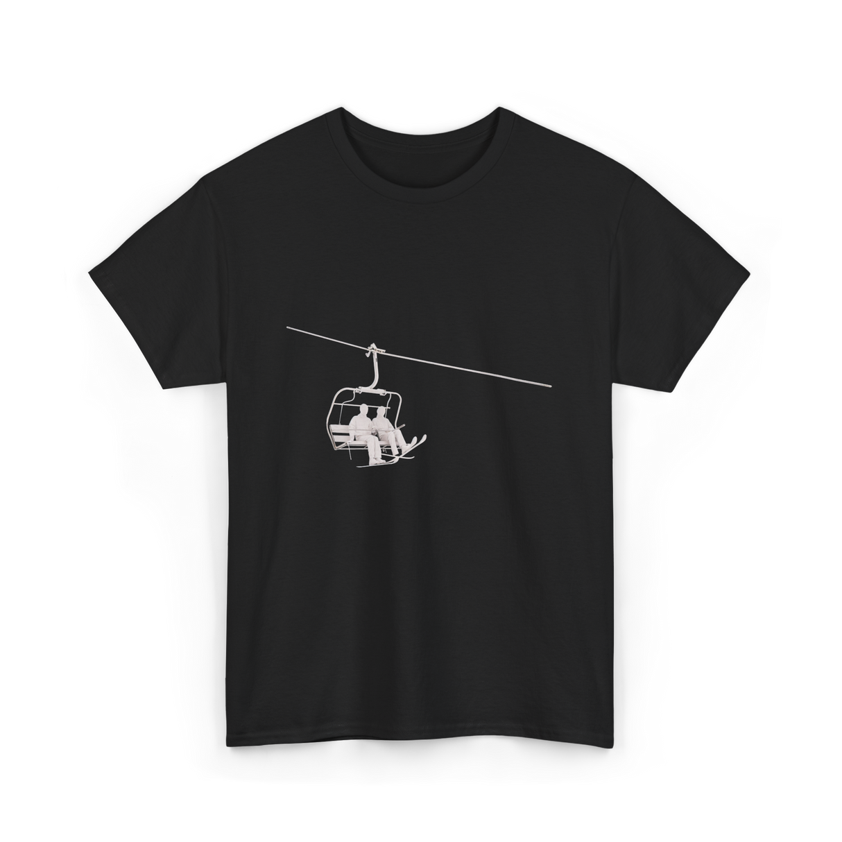 Ski Lift Relaxing Skiing Winter Sport T-Shirt - Black