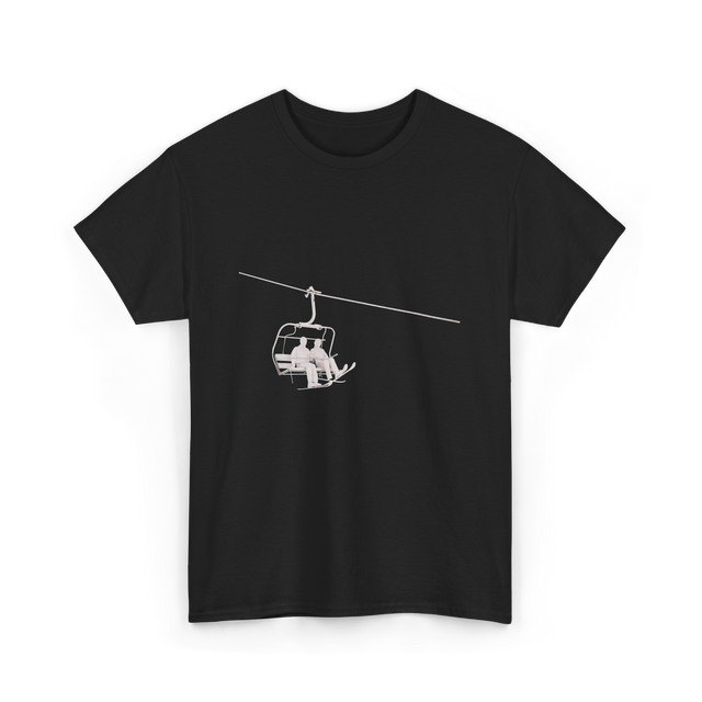 Ski Lift Relaxing Skiing Winter Sport T-Shirt - Black