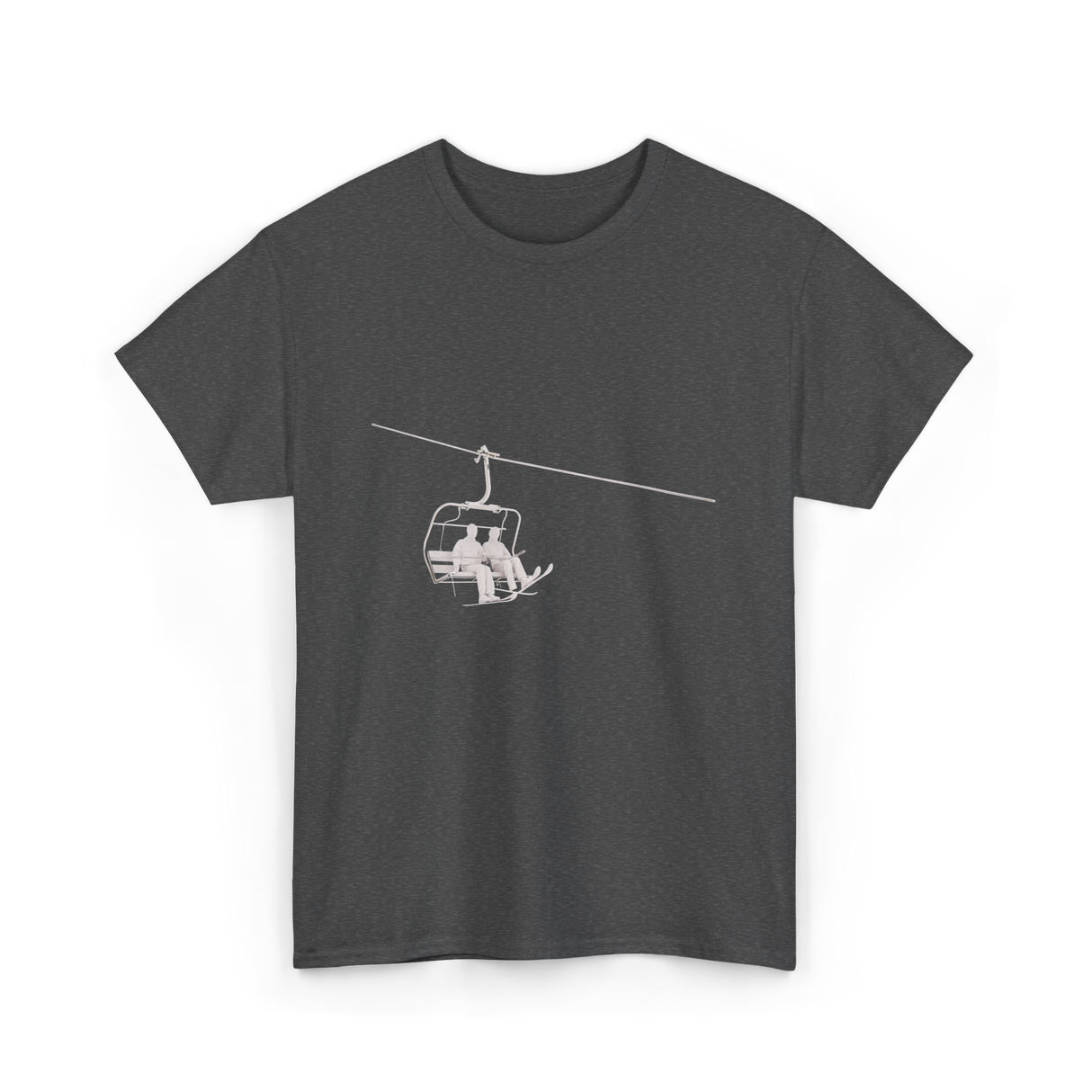 Ski Lift Relaxing Skiing Winter Sport T-Shirt - Dark Heather