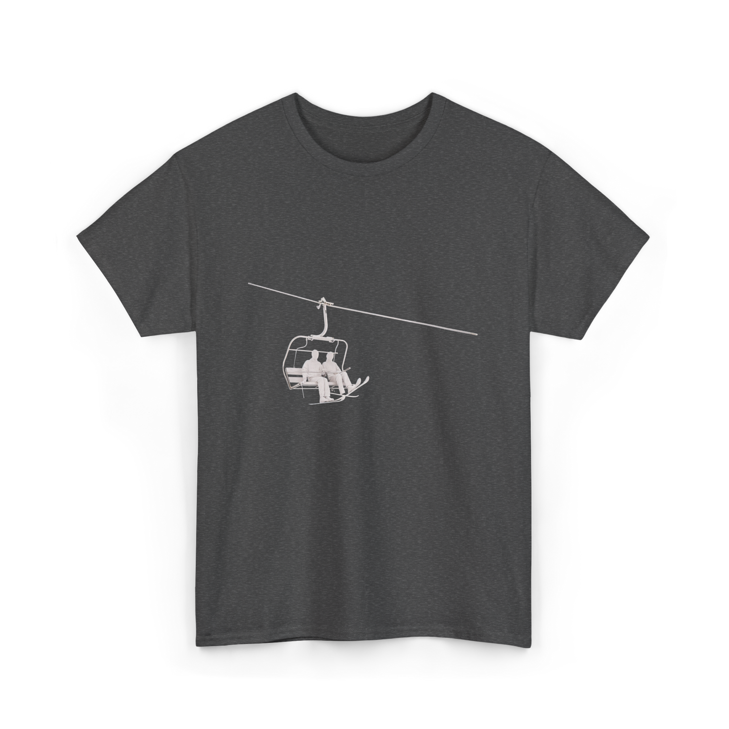 Ski Lift Relaxing Skiing Winter Sport T-Shirt - Dark Heather