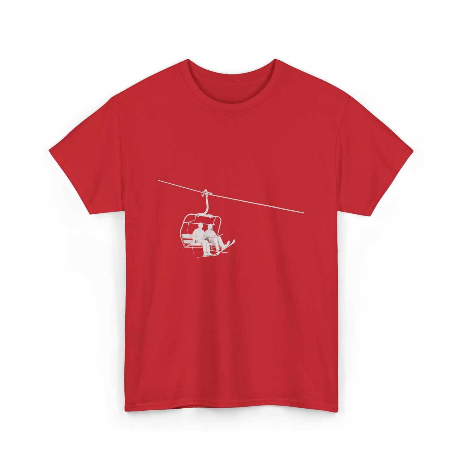 Ski Lift Relaxing Skiing Winter Sport T-Shirt - Red