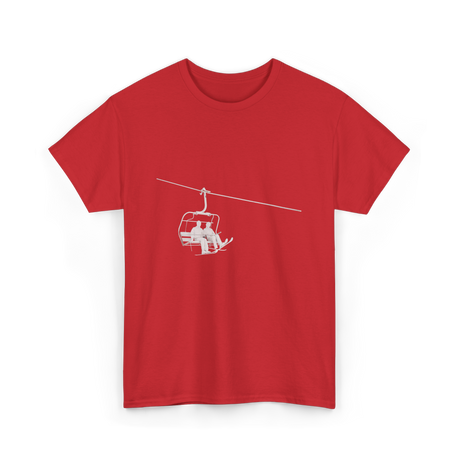 Ski Lift Relaxing Skiing Winter Sport T-Shirt - Red