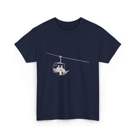 Ski Lift Relaxing Skiing Winter Sport T-Shirt - Navy