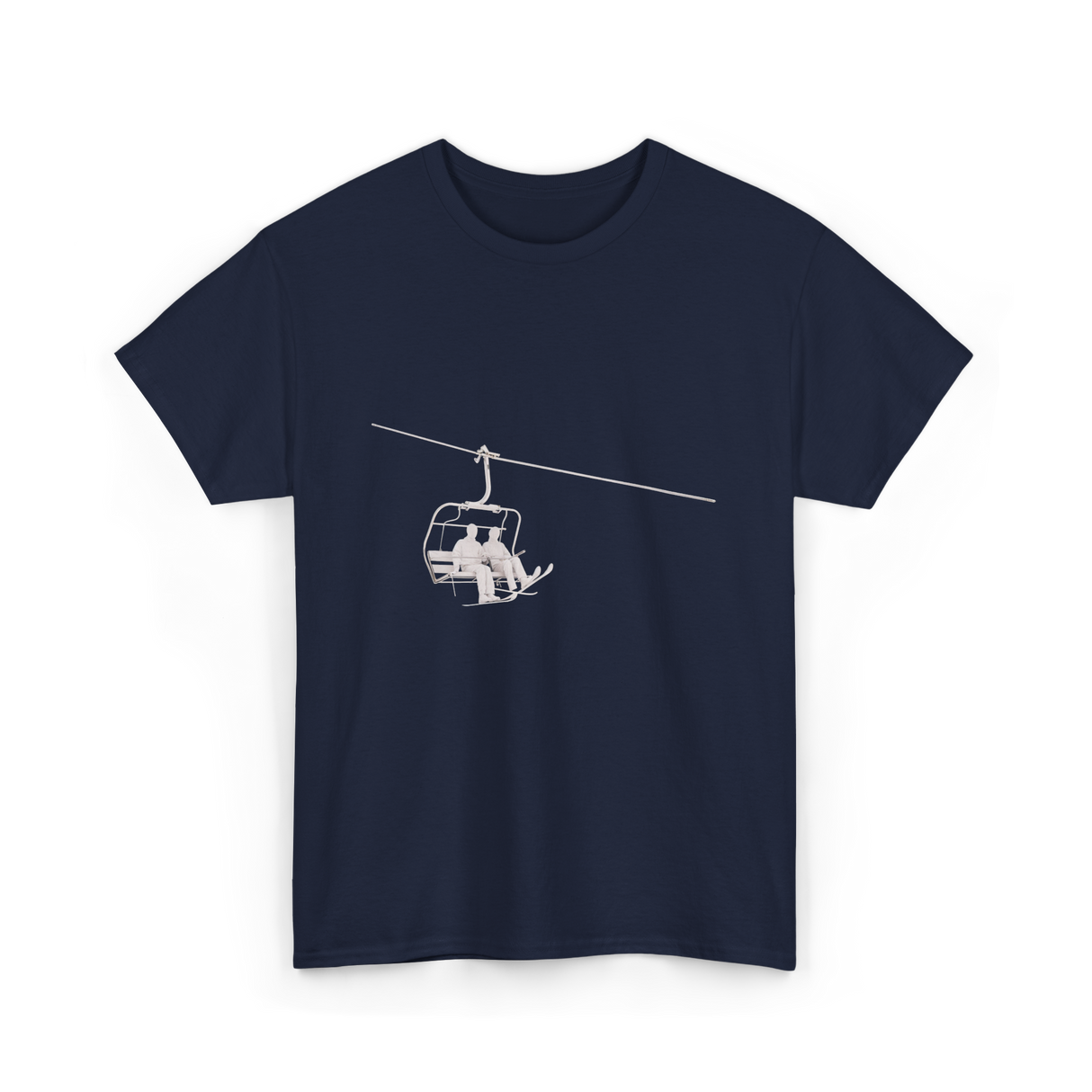 Ski Lift Relaxing Skiing Winter Sport T-Shirt - Navy