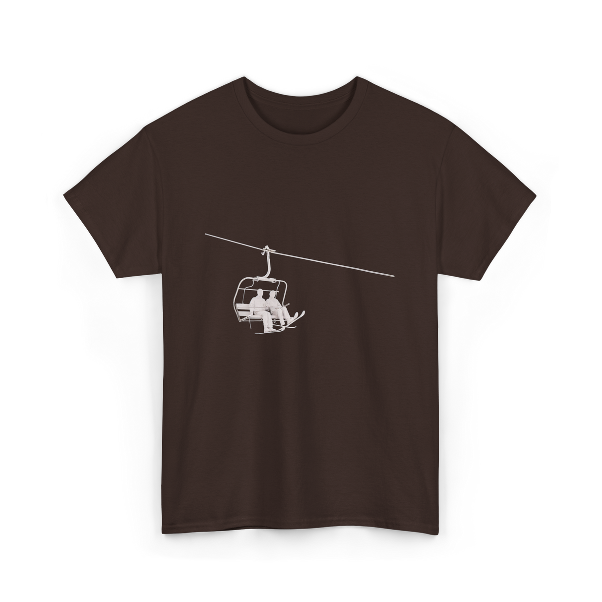 Ski Lift Relaxing Skiing Winter Sport T-Shirt - Dark Chocolate