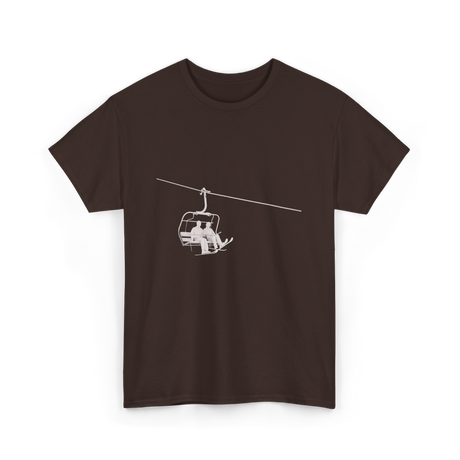 Ski Lift Relaxing Skiing Winter Sport T-Shirt - Dark Chocolate
